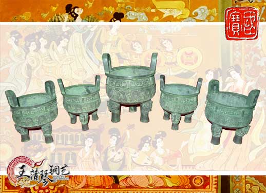 銅鼎，銅五鼎，中國鼎，佛像用鼎